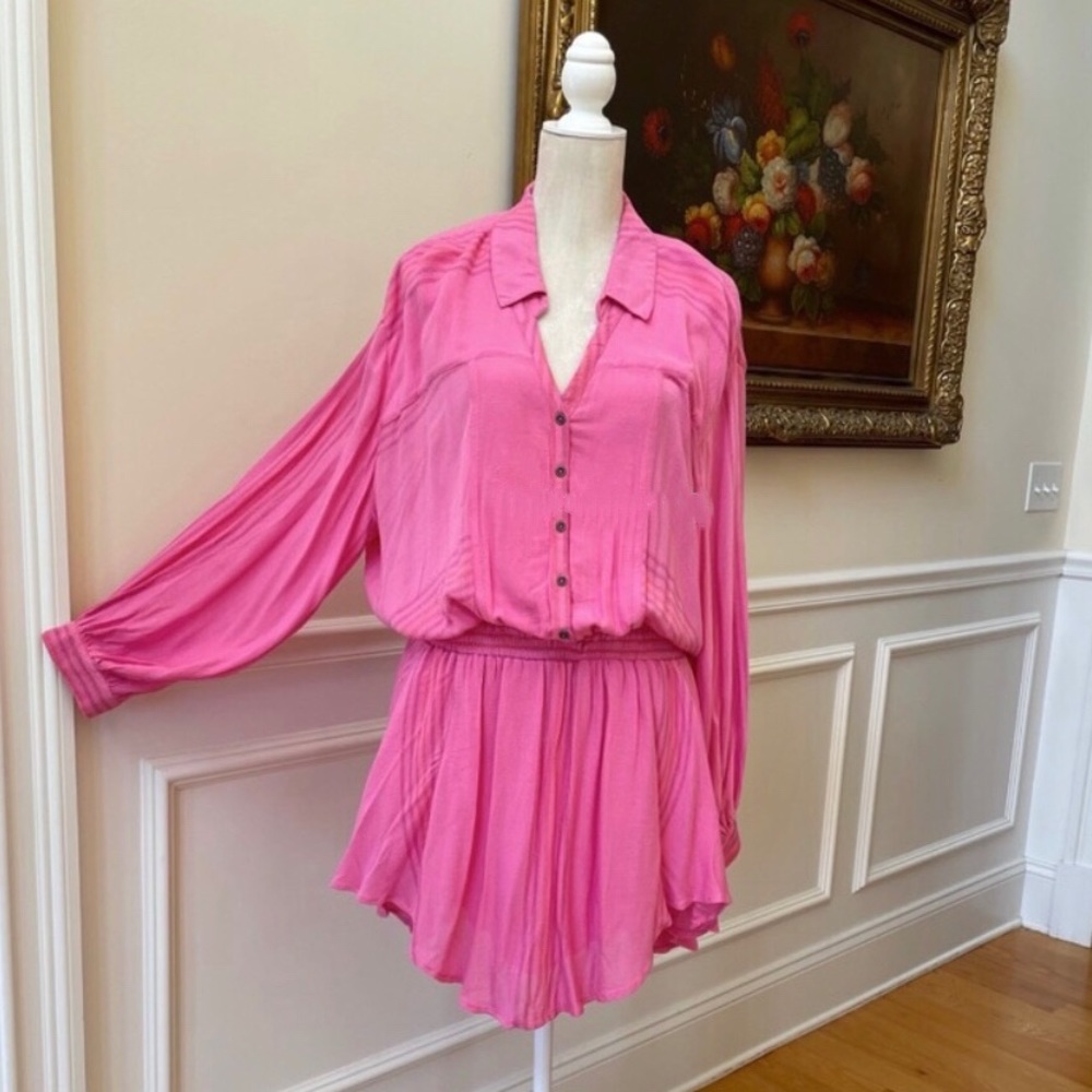 NWOT FREE PEOPLE Plaid Mini Shirtdress Dress M